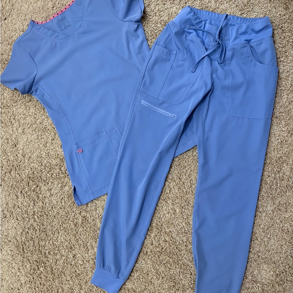 Heart Soul Light Blue Scrub Sets relaxed fit